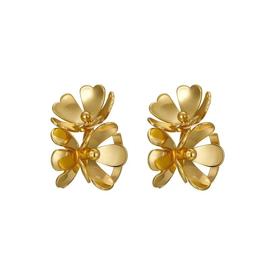 Golden Petal Loop Earrings