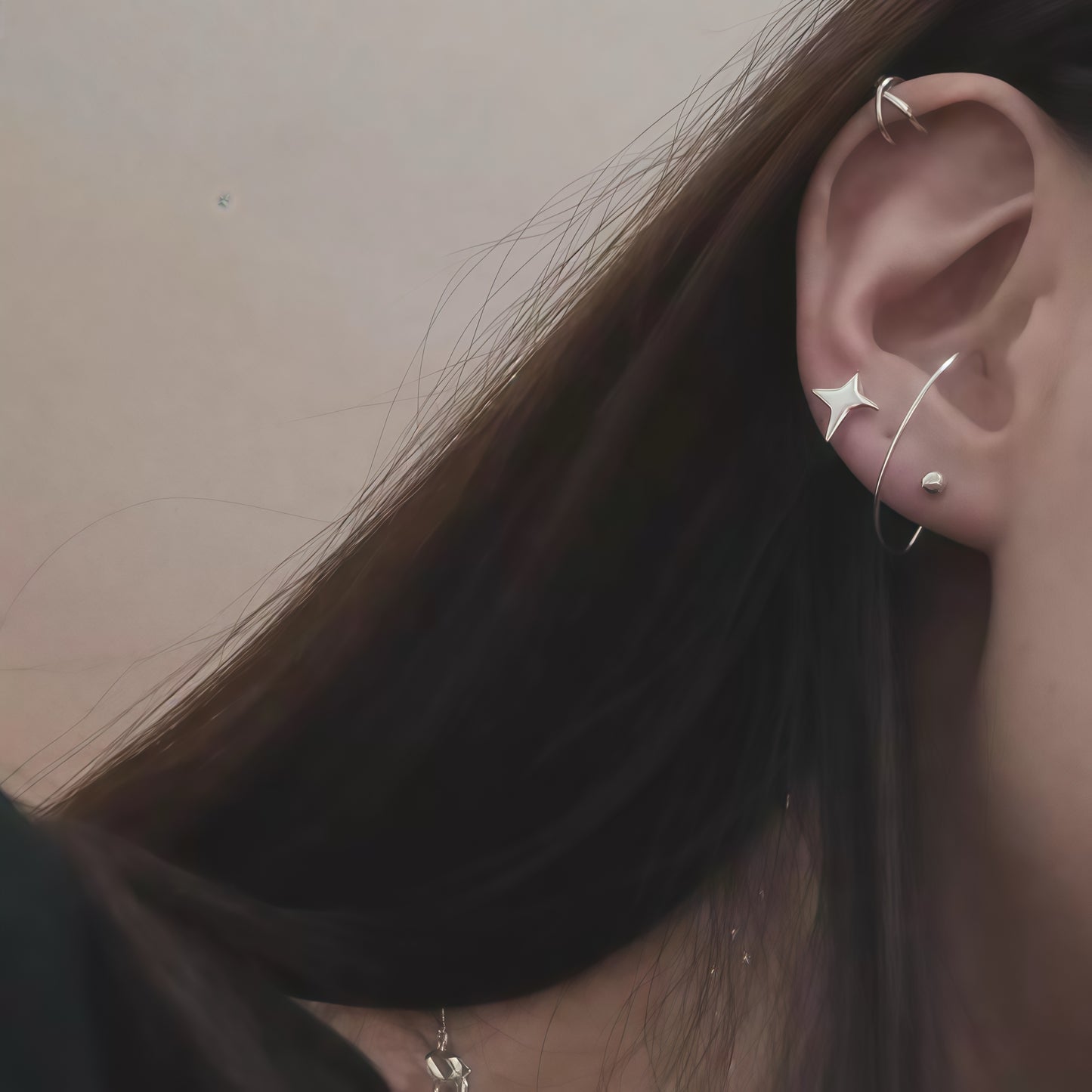 Stellar Orbit Earring Set – Minimalist Silver Ear Cuffs & Hoops