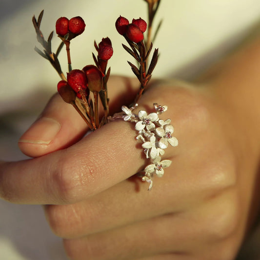 Blossom Branch Ring – Sterling Silver Floral Statement Jewelry