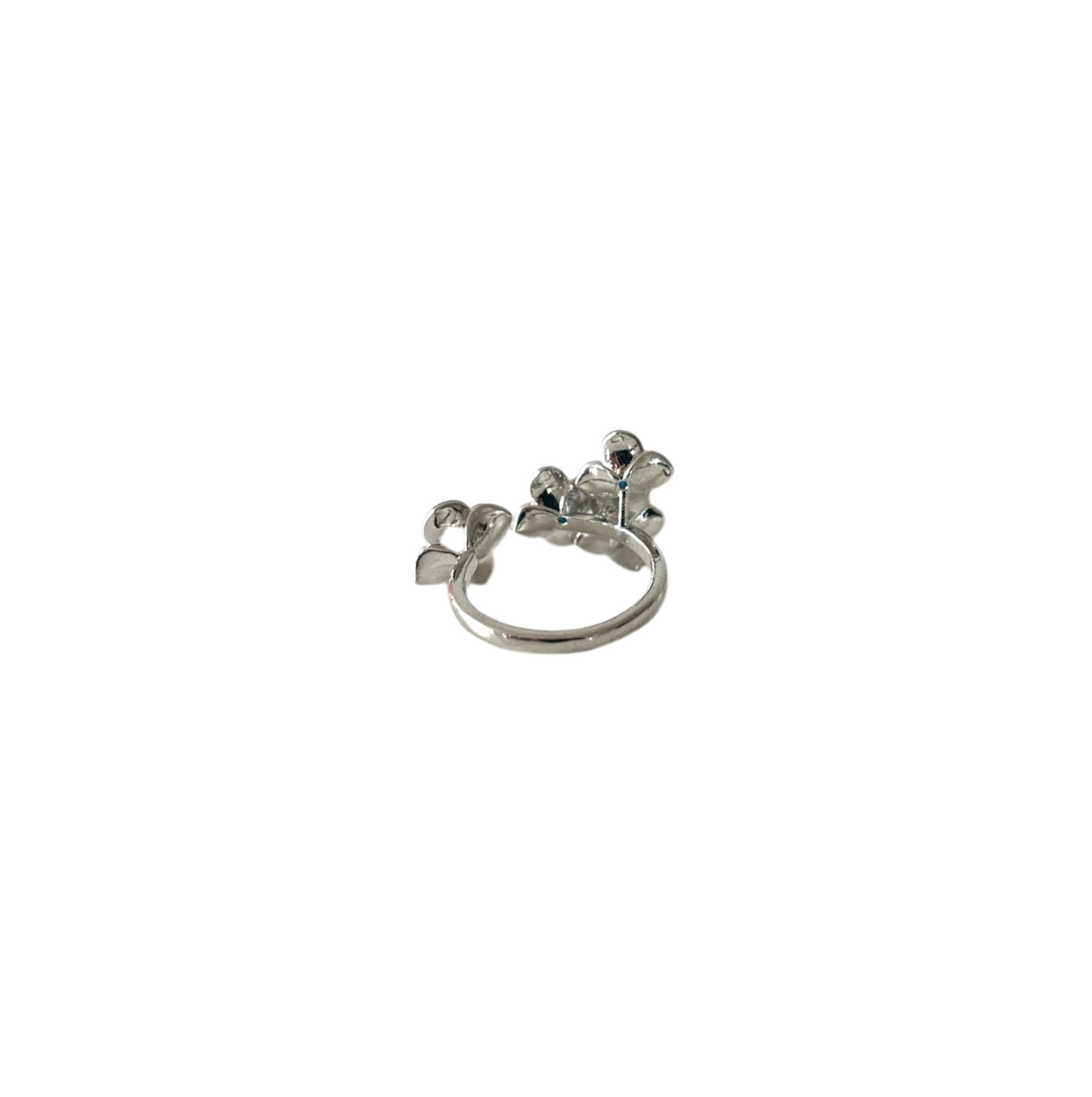 Blue Blossom Trio Ring – Sterling Silver Floral Statement Ring