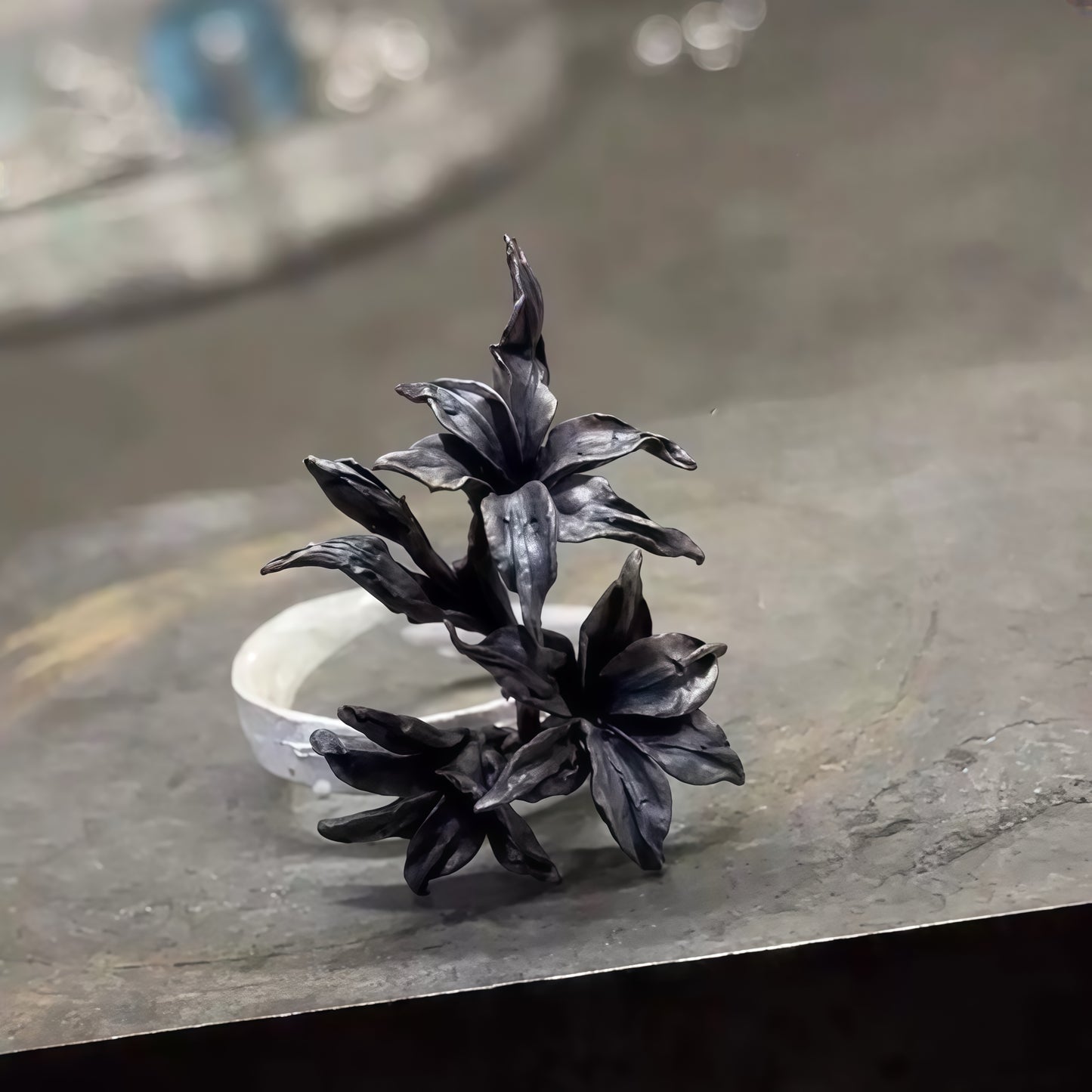 Midnight Black Lily Ring