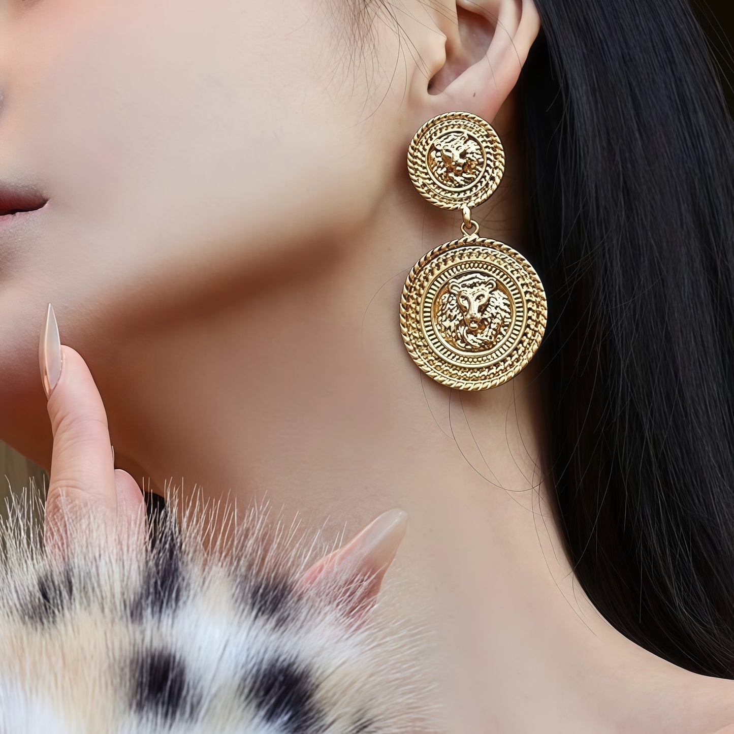 Imperial Medallion Earrings – Double-Layer Gold Coin Statement Earrings